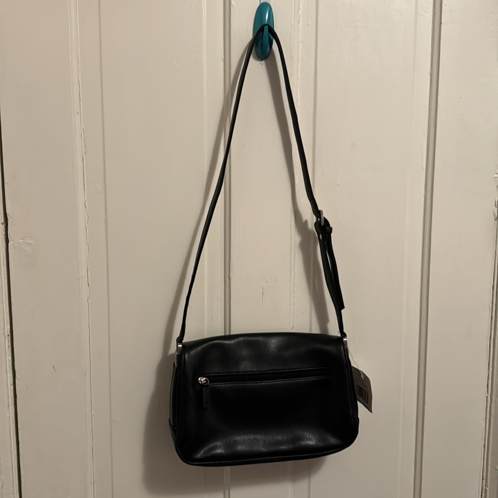 Liz Claiborne Black Leather Purse with Adjustable Strap - Picture 5 of 9